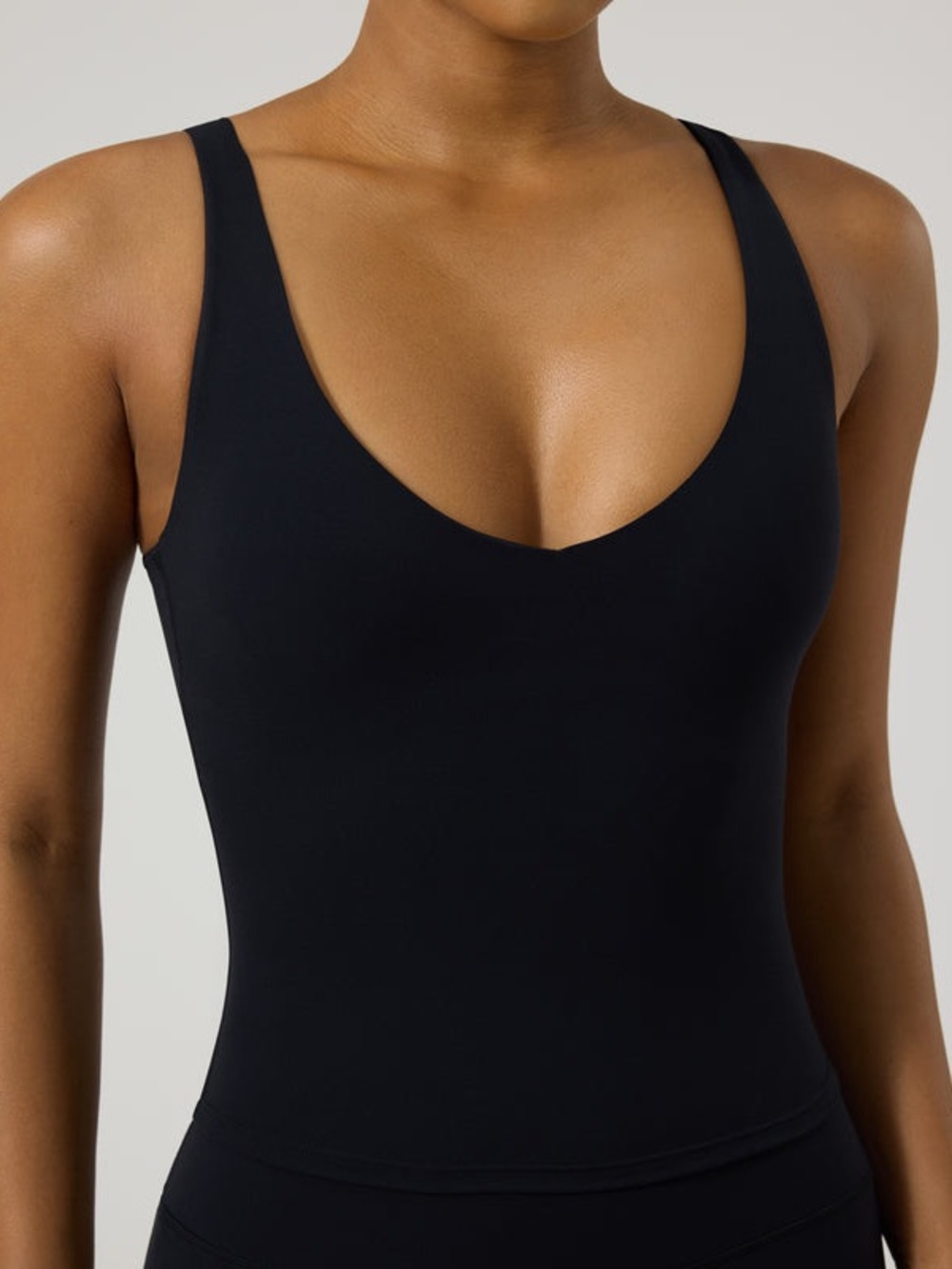 Black V-Neck Tank Bodysuit